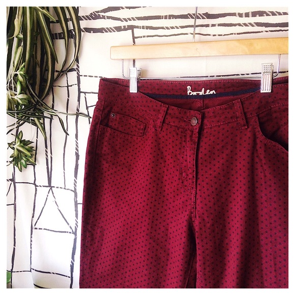 Boden Star Print Burgundy Skinny Jeans 